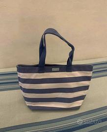 Dolce Gabbana light blue & white striped tote bag