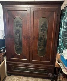 Armadio 2 ante + cassetto , Antico dipinto a mano