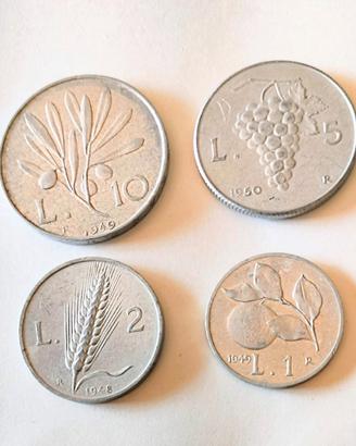 *Serie 10 5 2 1 lira primo tipo 1948 1949 1950 n2*