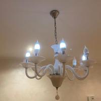 Lampadario in vetro bianco 8 luci