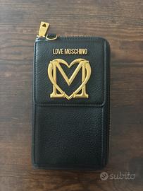 Portafogli love Moschino nero con logo oro