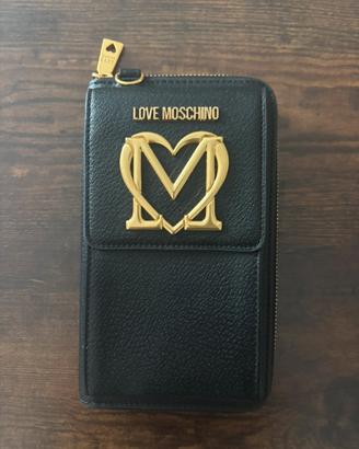 Portafogli love Moschino nero con logo oro
