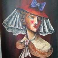 Alain Rigollier - Donna parigina con cappello ross