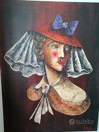 Alain Rigollier - Donna parigina con cappello ross