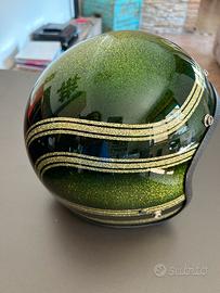 Casco moto 70s helmets green vintage metalflake