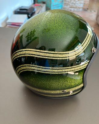 Casco moto 70s helmets green vintage metalflake