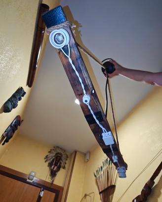 lampadario artigianale legno e porcellana 
