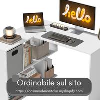 Scrivania Angolare Moderna con Scaffale e Cassetto