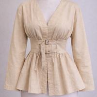 Blusa Peplum  Beige Cottone-Taglia M-Nuovo