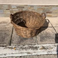 Cesta di vimini vintage diametro 55 cm con manici