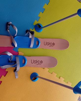 Uski sci + slittino primi passi neve per bambino