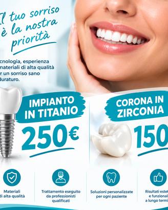 IMPIANTI DENTALI DA 250€ IN ALBANIA