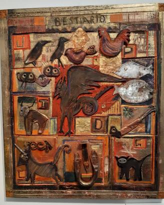 QUADRO " BESTIARIO "  OPERA MODERNA  SU TAVOLA
