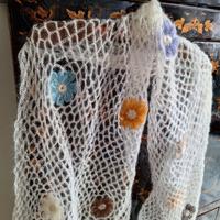 Sciarpa stola mohair uncinetto handmade floreale