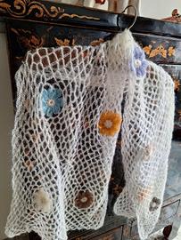 Sciarpa stola mohair uncinetto handmade floreale