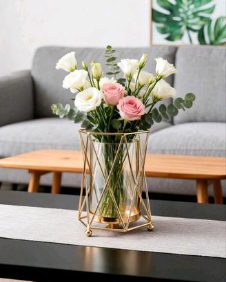 Vaso Geometrico Oro e Vetro