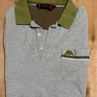 Maglia Polo Kappa Grigia con Dettagli Verde Oliva