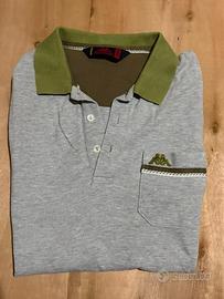 Maglia Polo Kappa Grigia con Dettagli Verde Oliva