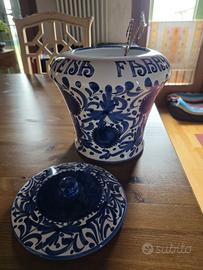 Vaso Fabbri ceramica blu/bianco anni'70 