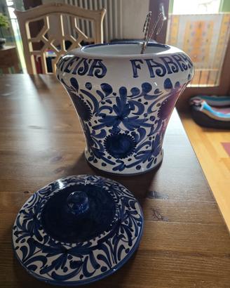 Vaso Fabbri ceramica blu/bianco anni'70 