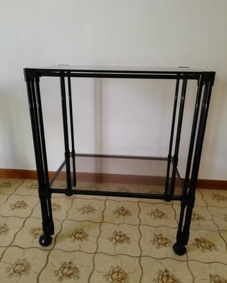Carrello mobile in alluminio con ripiani in vetro