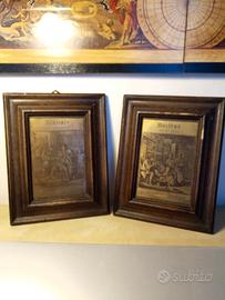 coppia quadretti vintage medico e dentista in otto