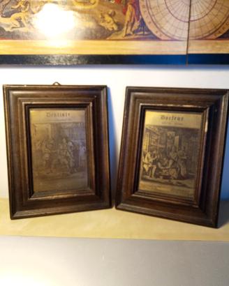 coppia quadretti vintage medico e dentista in otto