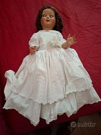 bambola anni 50 alta 60cm con occhi mobili capelli