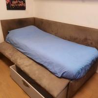 Letto Samoa 1 piazza imbottito color Taupe 100x200