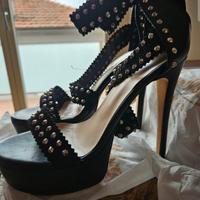 Sandalo nero borchie tacco a spillo numero 44, 