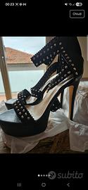 Sandalo nero borchie tacco a spillo numero 44, 