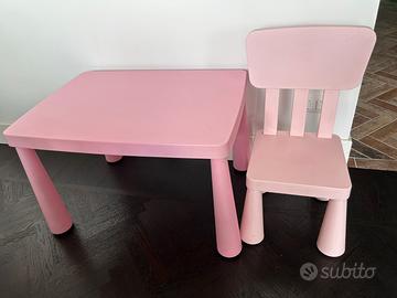 Tavolo e sedia rosa bambini Mammut