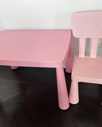 Tavolo e sedia rosa bambini Mammut