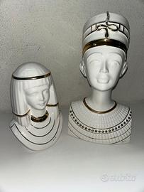 Coppia Busti Egizi in Ceramica Vintage