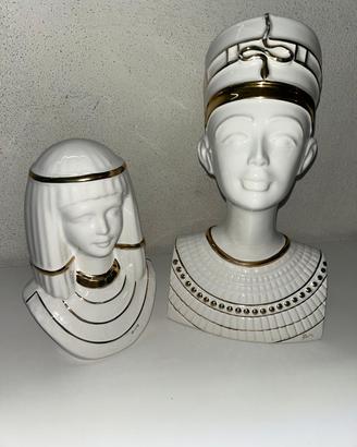 Coppia Busti Egizi in Ceramica Vintage