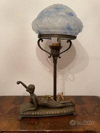Lampada Art Déco vintage con base in bronzo