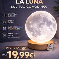 Lampada Luna 3D LED con Telecomando – Multicolore 