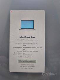 MacBook pro 13" 2017    8 GB RAM /  512  SSD