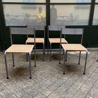 5 sedie metallo grigio anni 60 stile Industrial