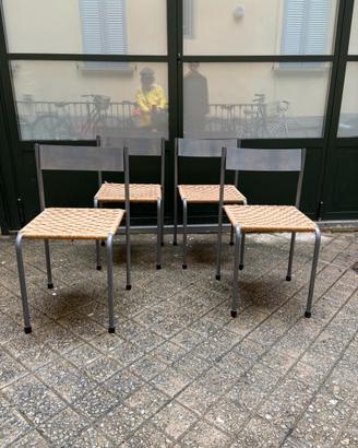 5 sedie metallo grigio anni 60 stile Industrial