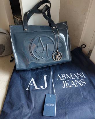 Borsa Shopping Armani Jeans in Vernice Grigio Scur