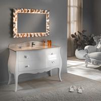 Mobile bagno bombato massello con top cristallo