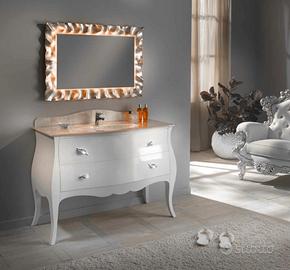 Mobile bagno bombato massello con top cristallo