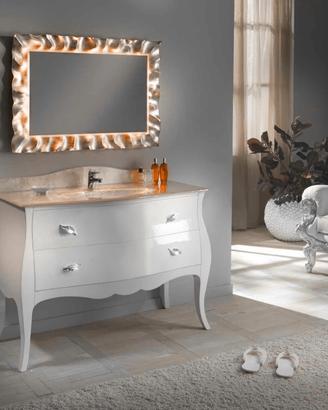 Mobile bagno bombato massello con top cristallo