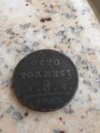 Moneta antica del 1797 otto tornesi