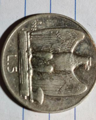 5 lire argento aquilino 1928 raro 