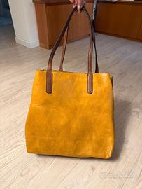 borsa shopper gialla effwtto pelle + tracolla 