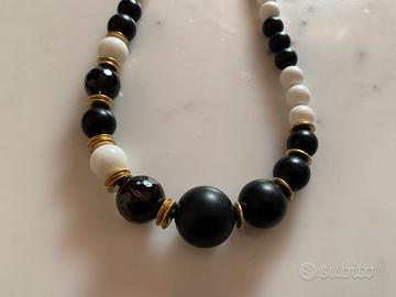 Collana Onice nero Agata bianca