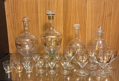 Lotto stock 4 servizi liquore vintage cristallo/or