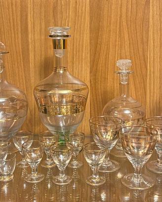 Lotto stock 4 servizi liquore vintage cristallo/or